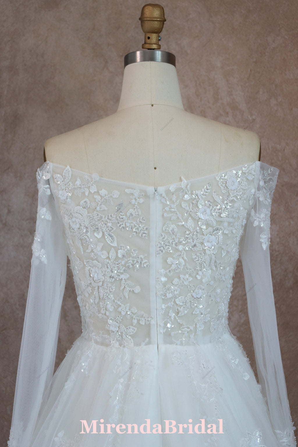 Long Sleeve Wedding Gown With Beaded Lace