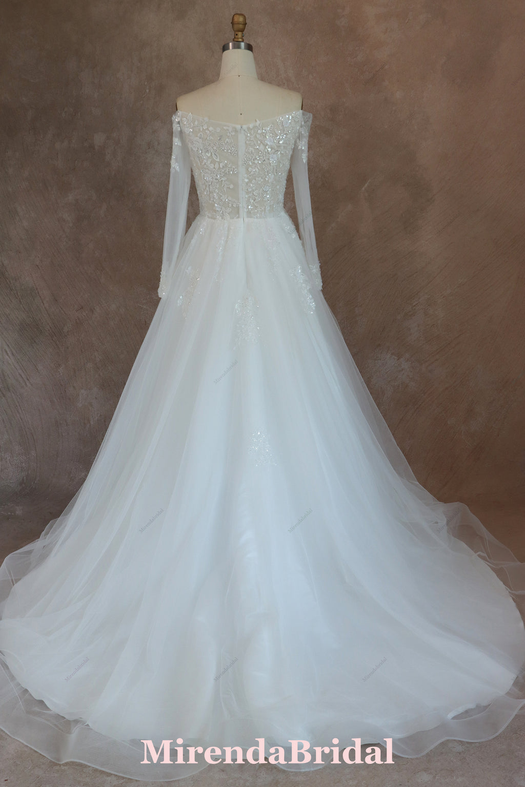 Long Sleeve Wedding Gown With Beaded Lace