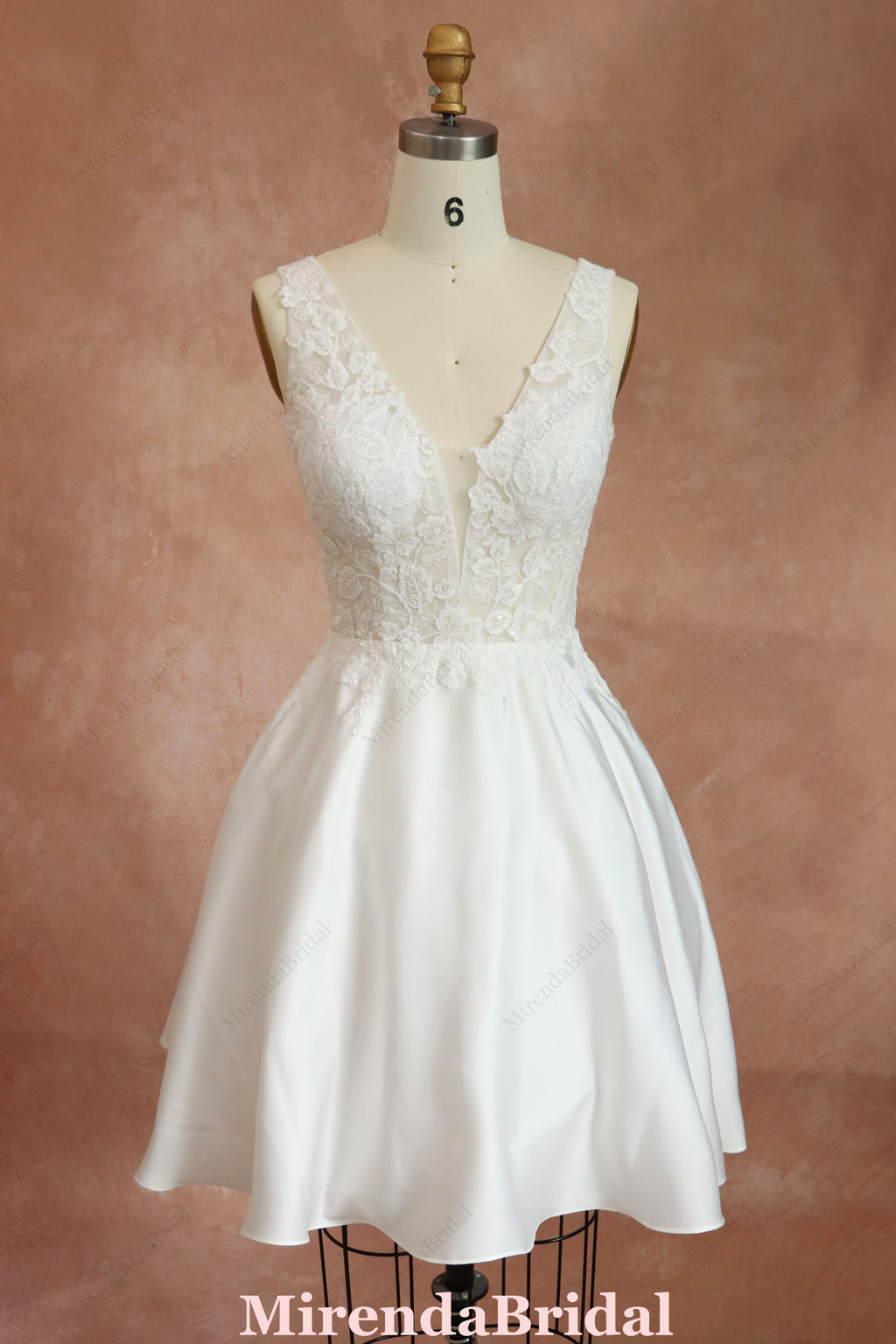 Short V-Neck Wedding Dress With Full Skirt