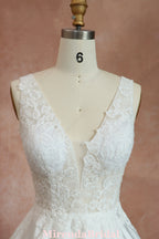 Short V-Neck Wedding Dress With Full Skirt