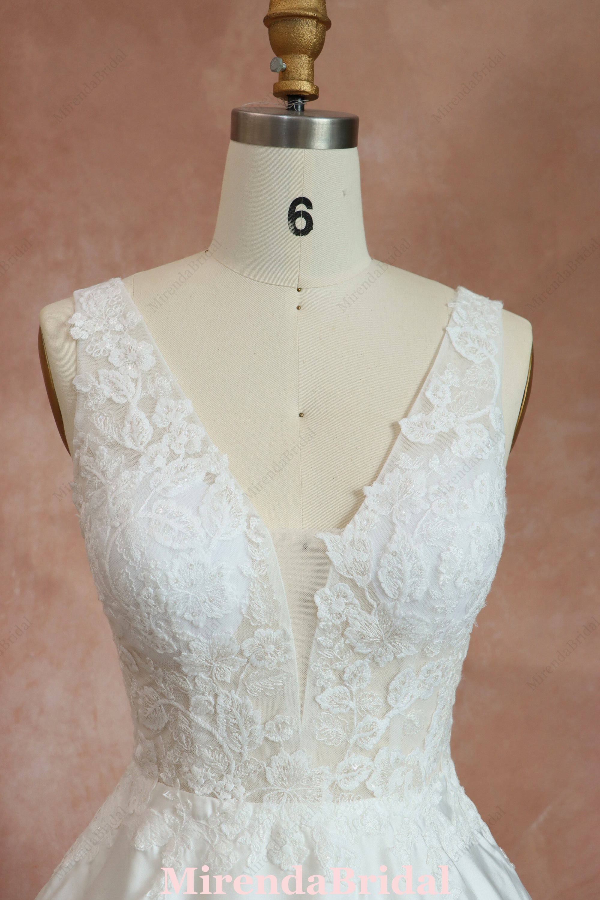 Short V-Neck Wedding Dress With Full Skirt