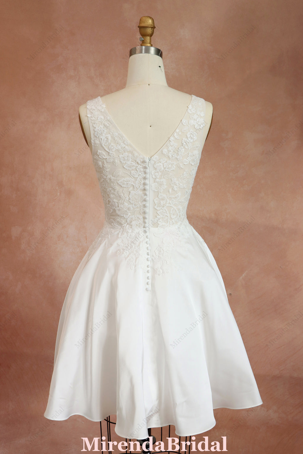 Short V-Neck Wedding Dress With Full Skirt