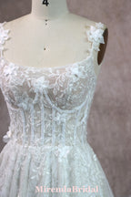 Romantic 3D Floral Lace Glitter Tulle Bridal Dress