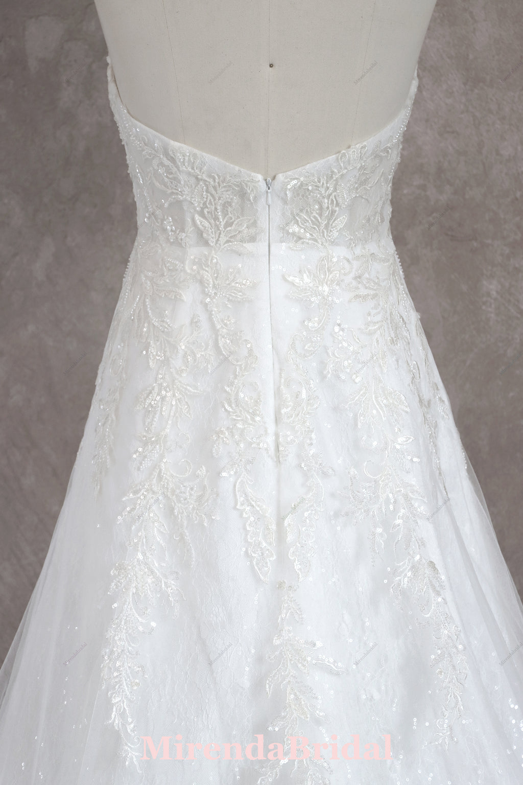 Sweetheart Beaded Lace Applique Bride Gown