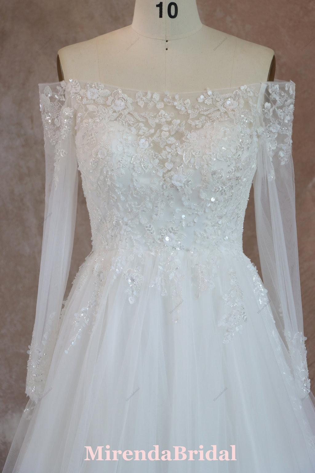 Long Sleeve Wedding Gown With Beaded Lace