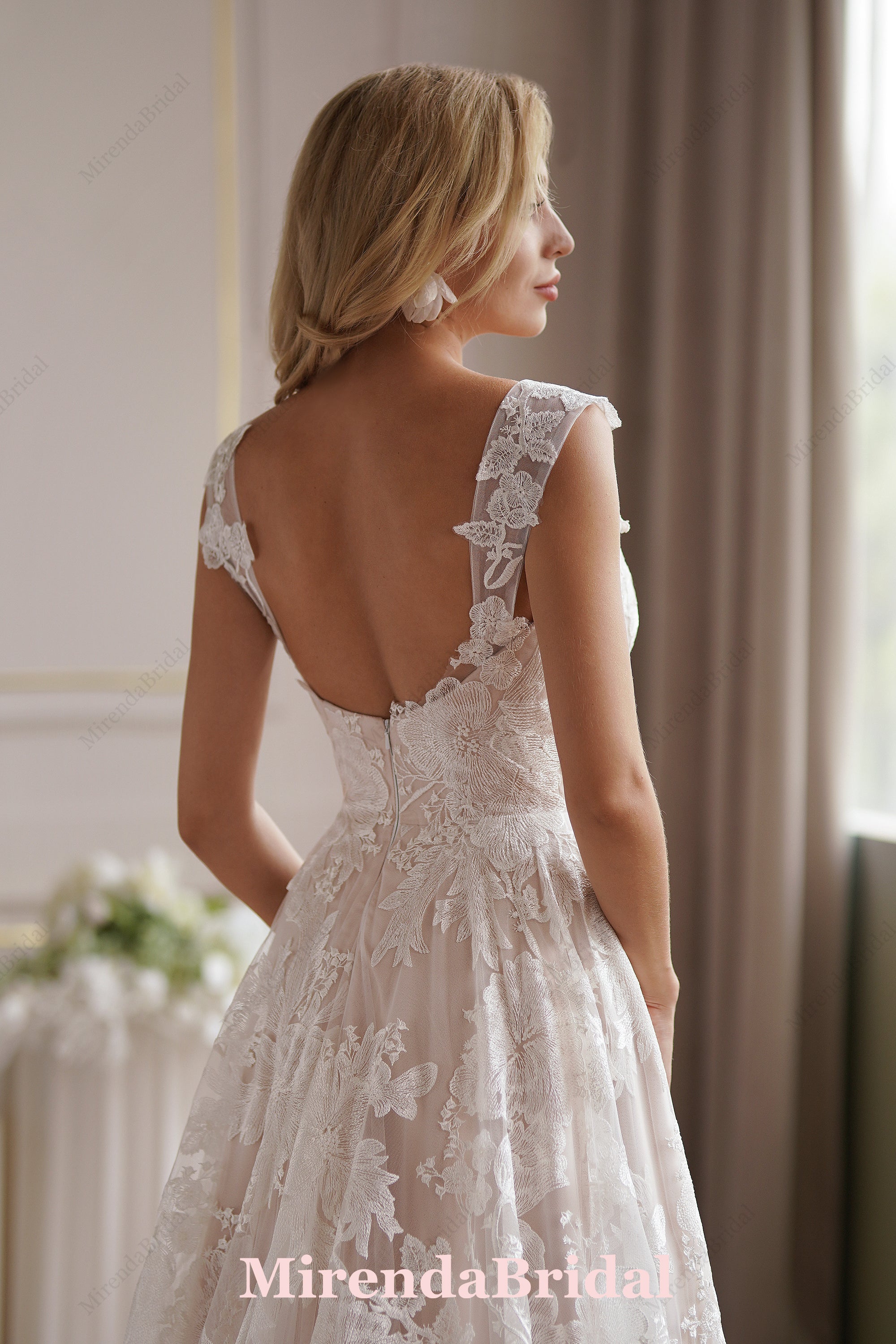 Dreamy Floral A-Line Wedding Dress With Lace