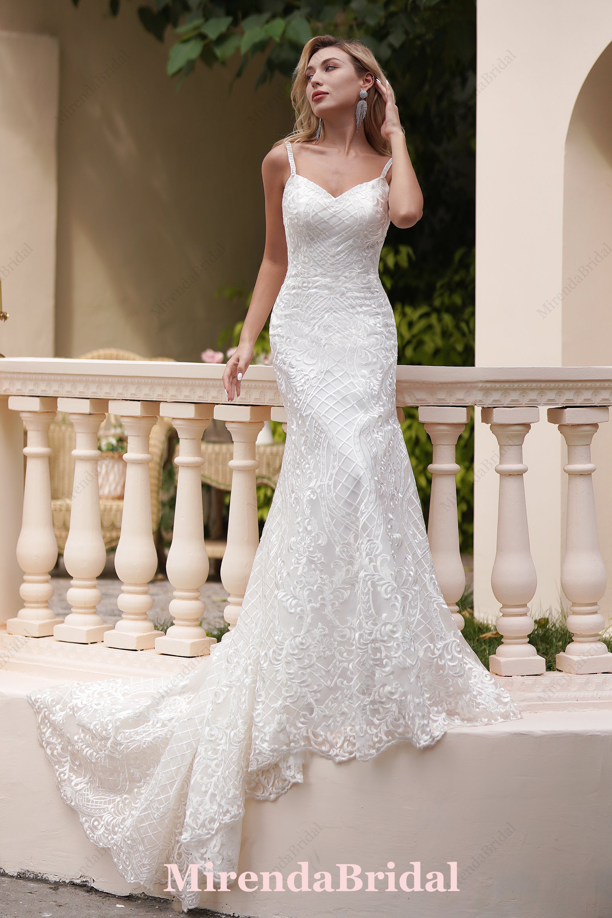 Spaghetti Strap Sweetheart Neckline Fit And Flare Wedding Dress