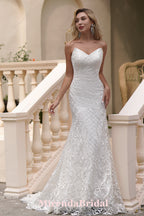Spaghetti Strap Sweetheart Neckline Fit And Flare Wedding Dress