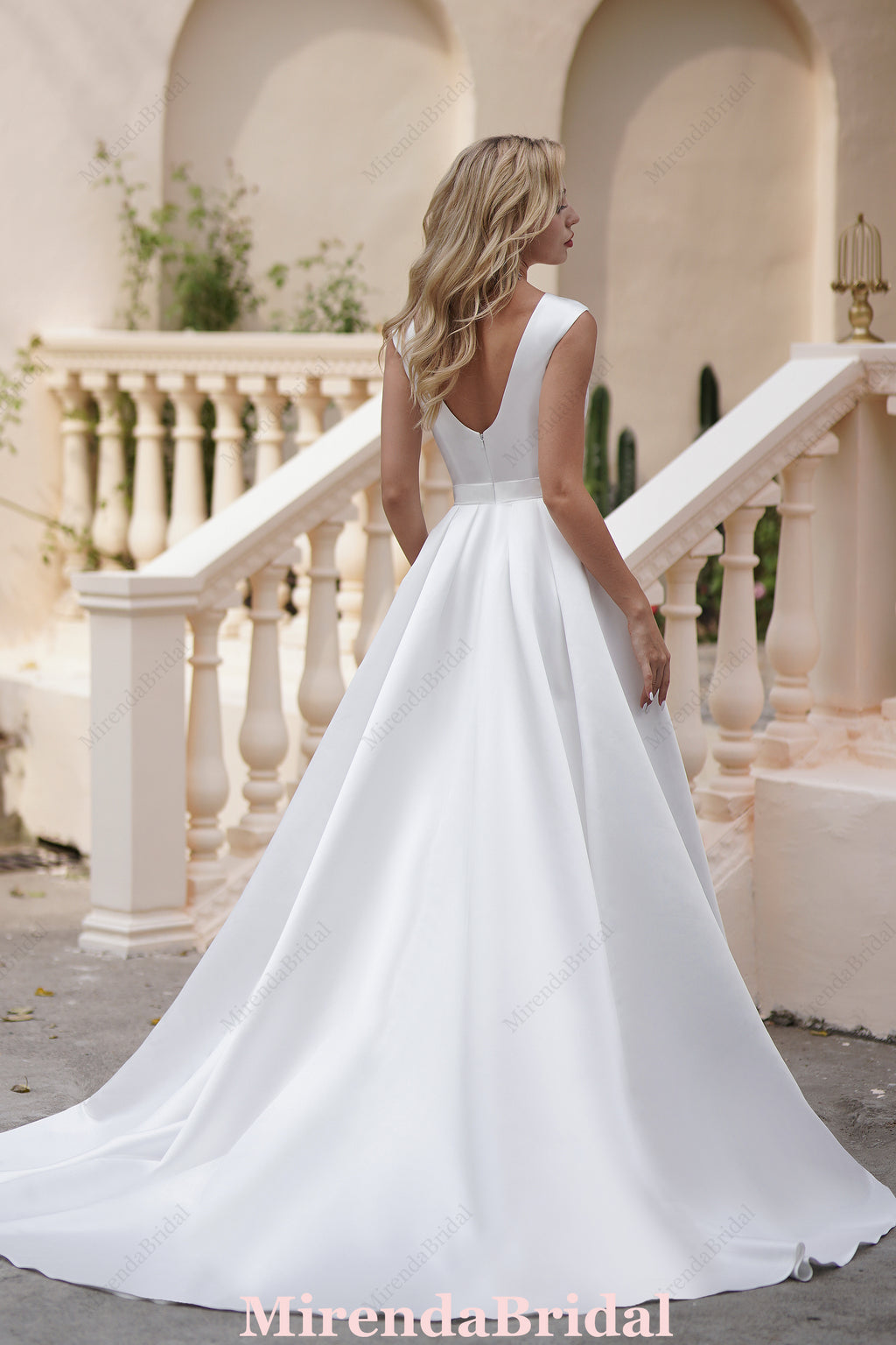 Simple Long Satin A-Line Wedding Dresses With Pockets