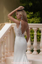 Elegant Beaded Lace Satin Mermaid Wedding Dress