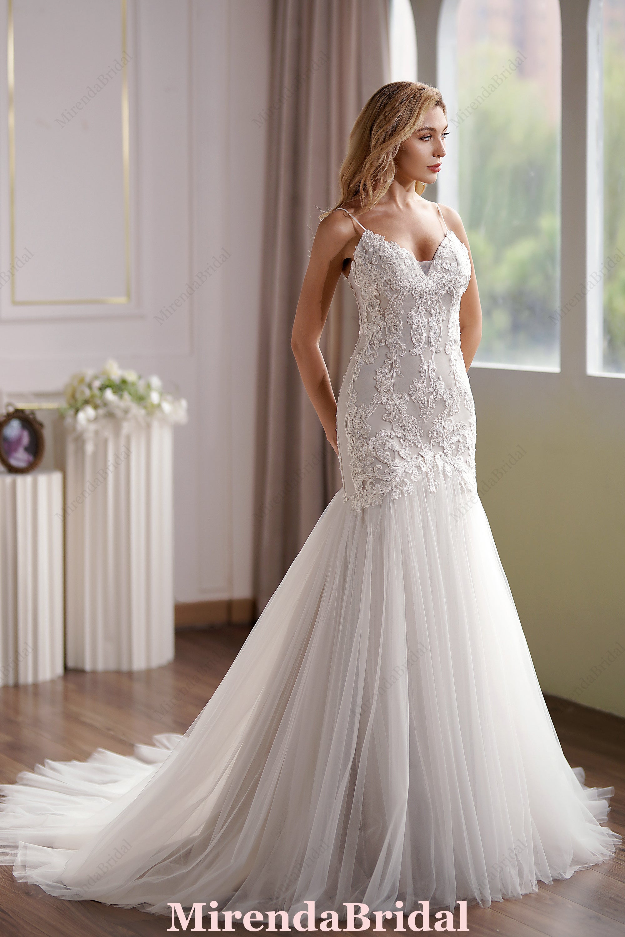 Curve-hugging Beaded Lace Mermaid Wedding Gown With Breathtaking Illusion Back