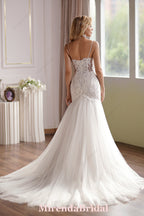 Curve-hugging Beaded Lace Mermaid Wedding Gown With Breathtaking Illusion Back