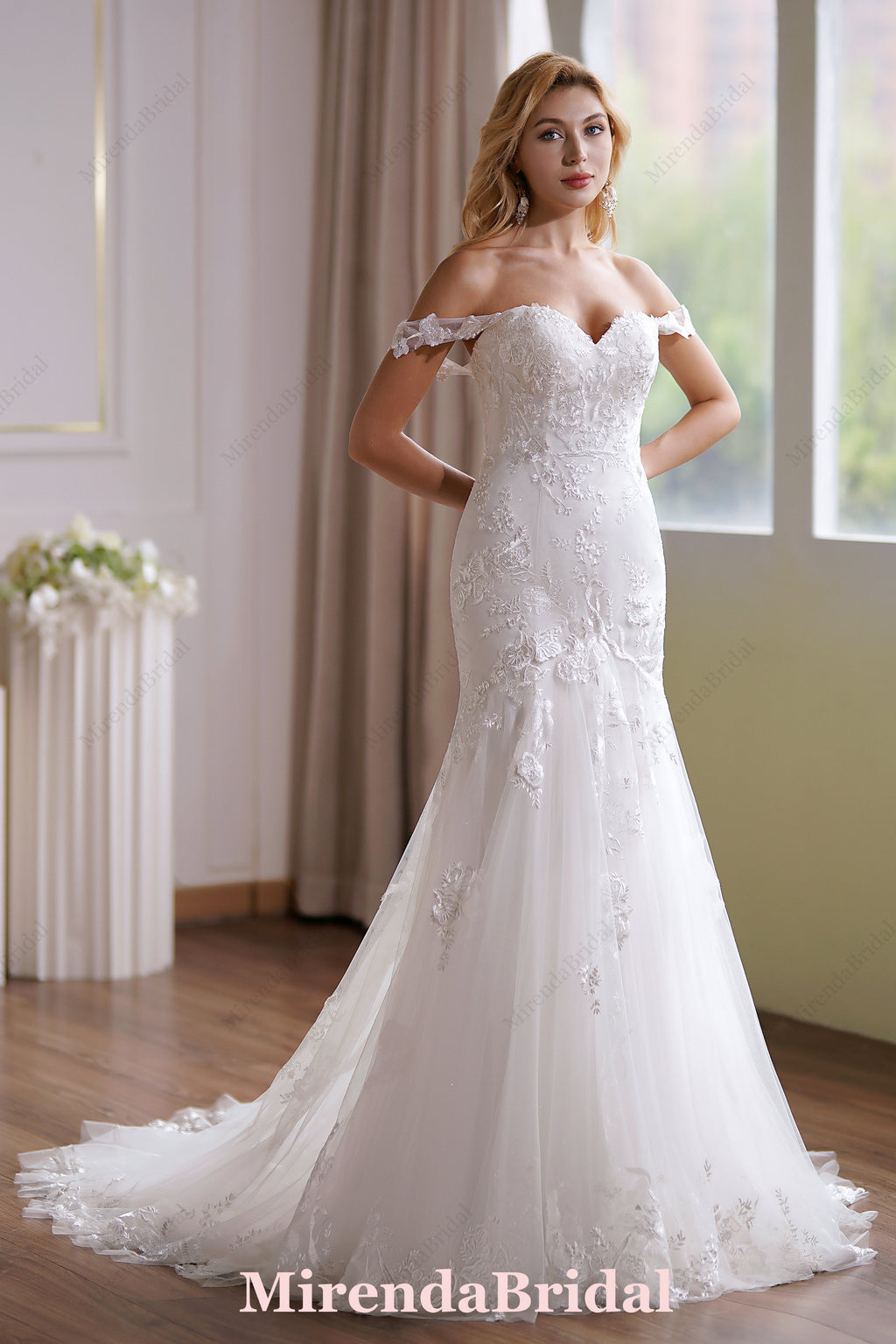 Floral Sequined Mermaid Bridal Gown With Dreamy Details
