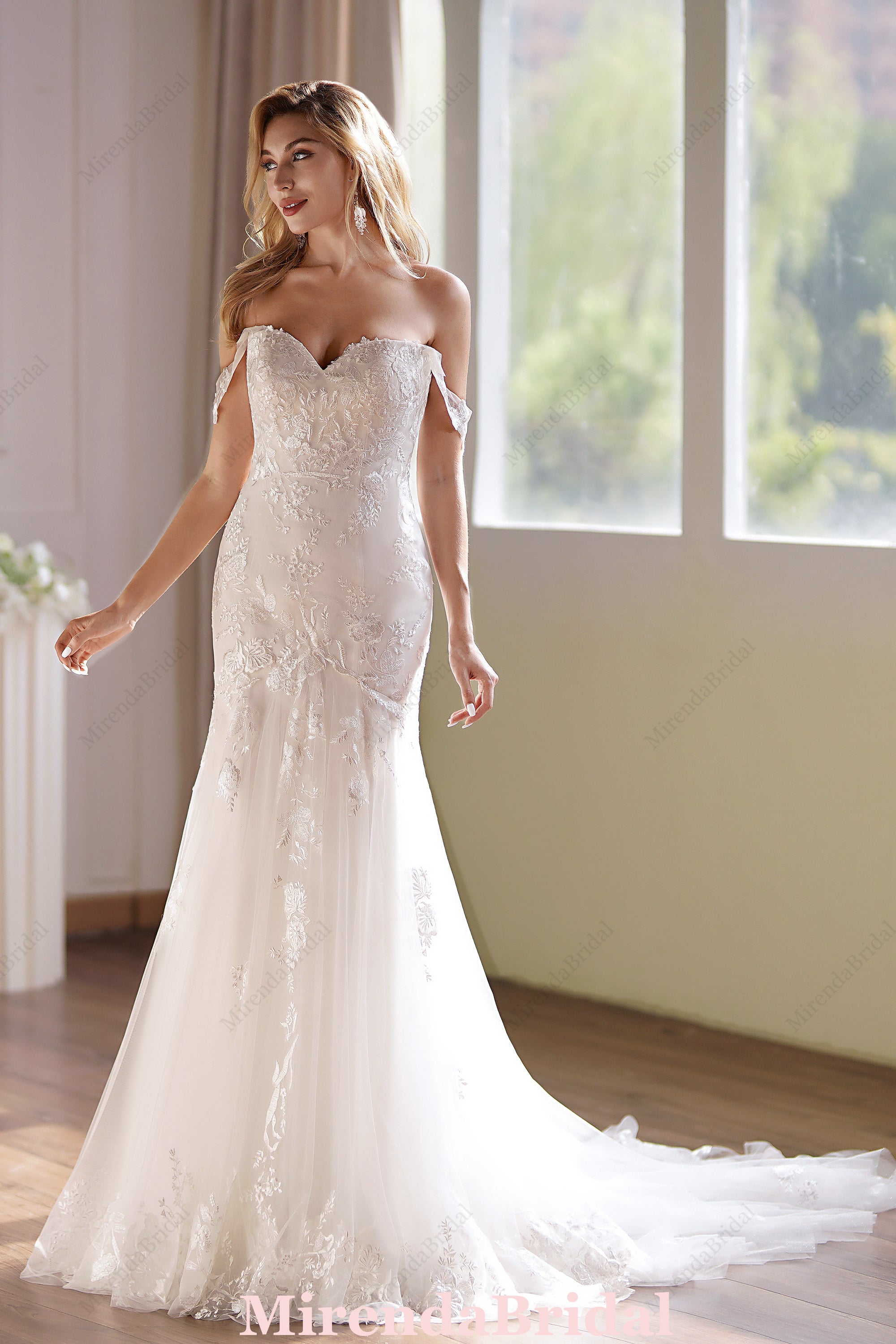 Floral Sequined Mermaid Bridal Gown With Dreamy Details