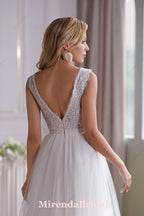 Illusion Lace Boho Wedding Dress With Alluring Open Back