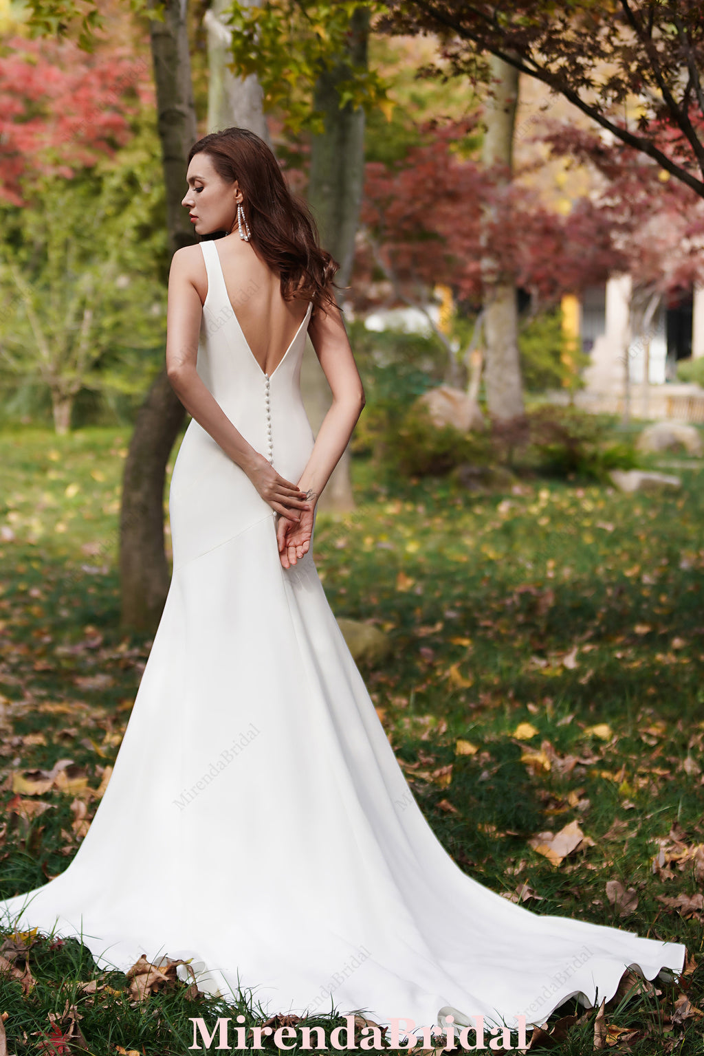 Simple Fit & Flare Wedding Dress With A Deep-V Back