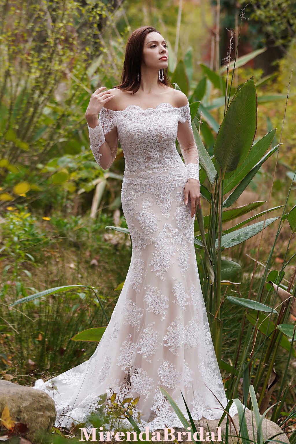 2 in 1 Off The Shoulder Lace Wedding Dress