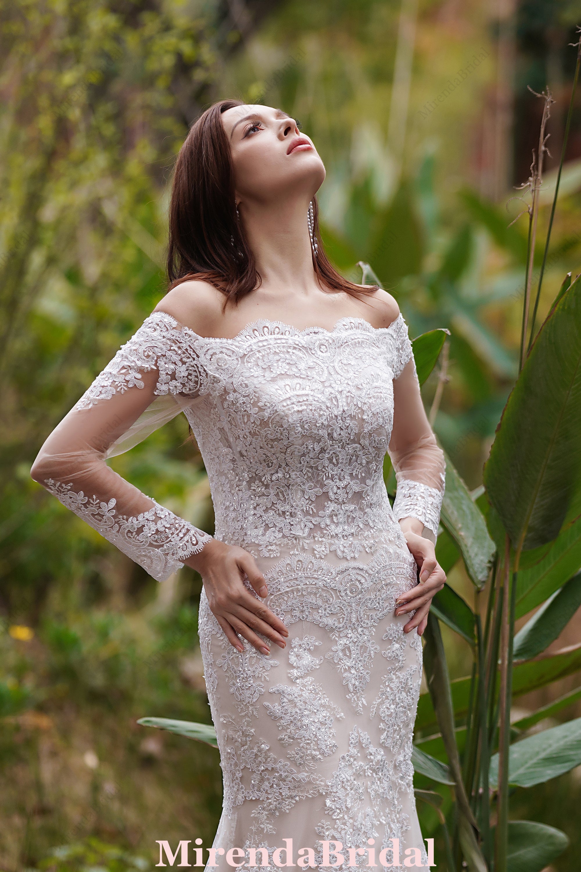 2 in 1 Off The Shoulder Lace Wedding Dress