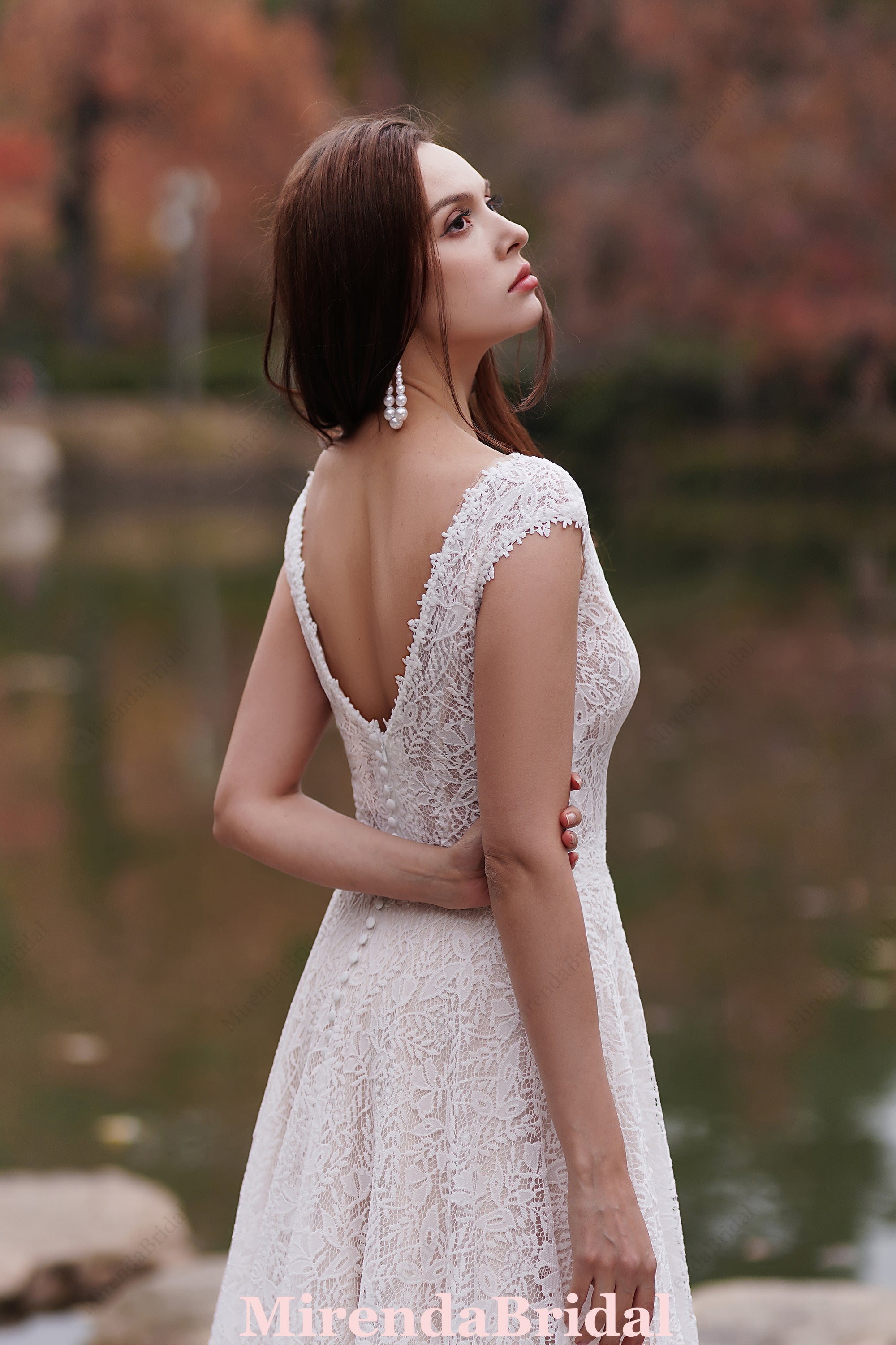 Romantic Pink Nude Beach A-Line Wedding Dress