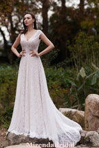 Bohemian Lace And Floral Wedding Dress