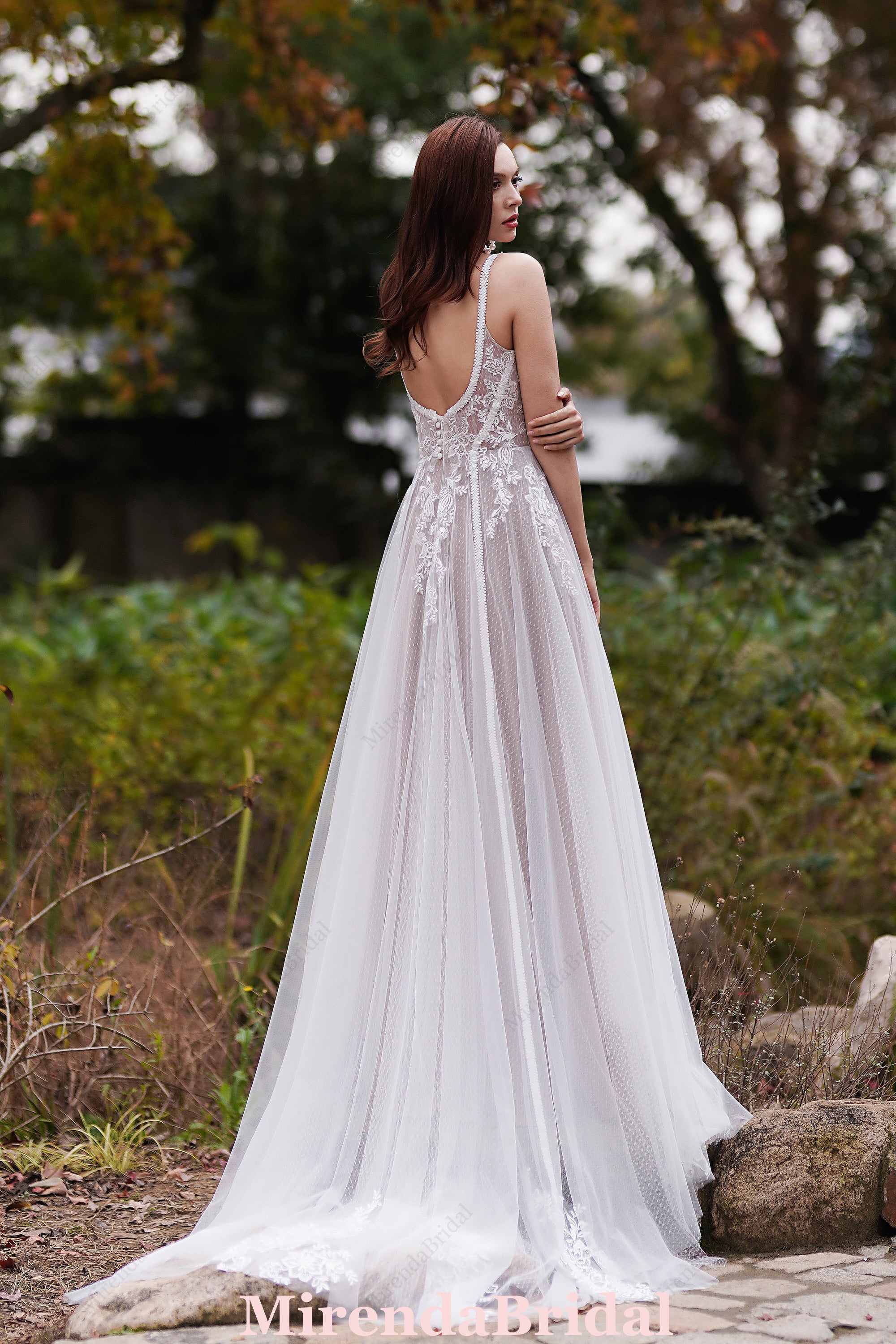 Bohemian Lace And Floral Wedding Dress