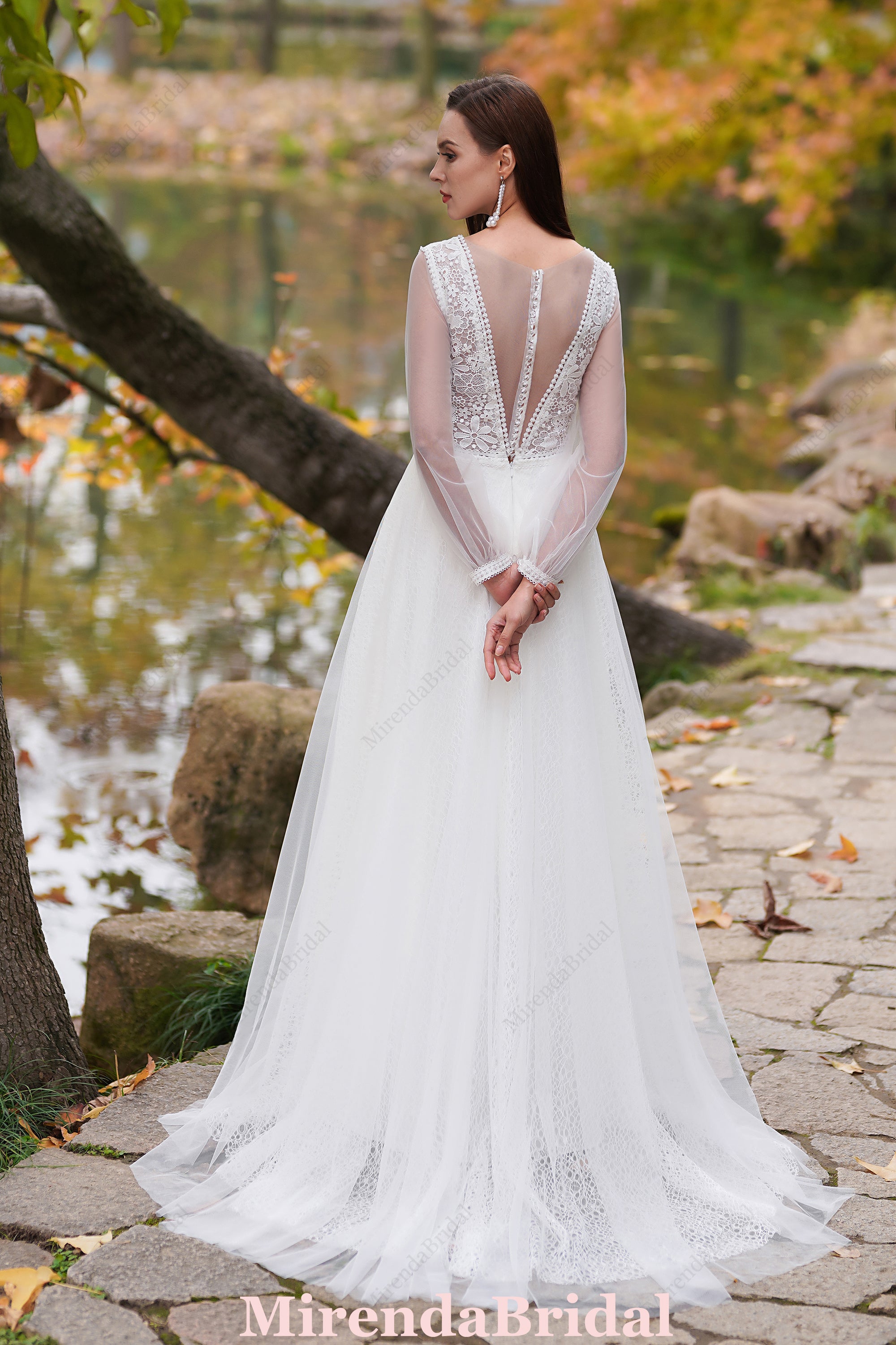 Vintage Boho Lace Wedding Dresses With Long Sleeves