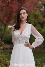 Vintage Boho Lace Wedding Dresses With Long Sleeves