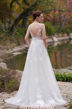 Exquisite A-Line Oversized Floral Motifs Boho Wedding Gown