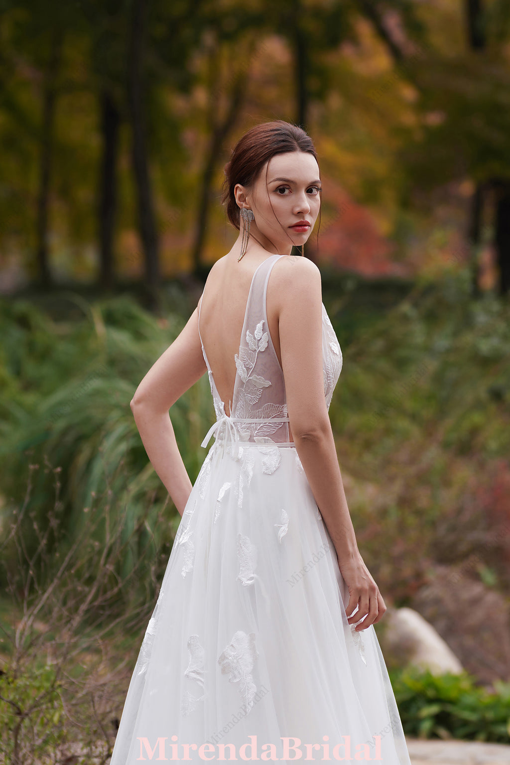 Exquisite A-Line Oversized Floral Motifs Boho Wedding Gown