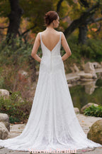 Ripple Patterned Boho Sheath Wedding Dress