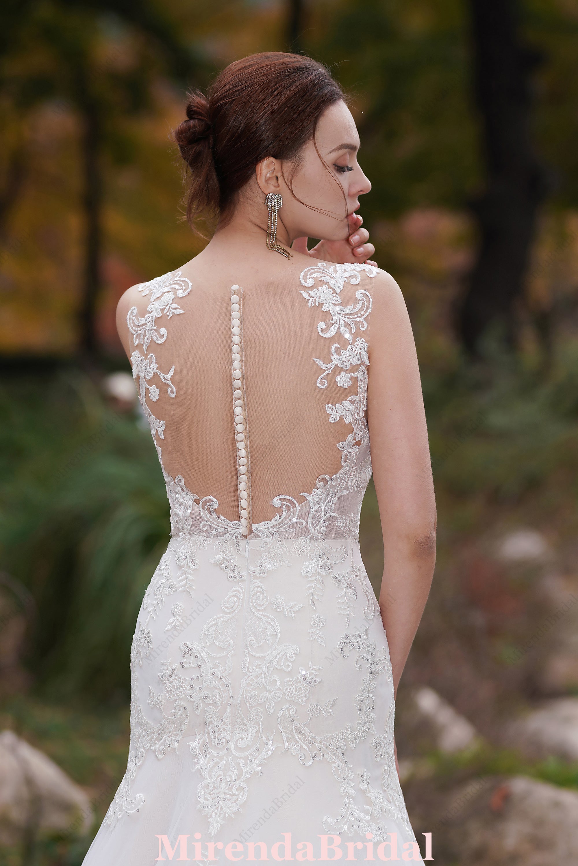 Appliques Lace Mermaid Long Train Wedding Dress